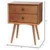 Allora Mid-Century Modern 2 Drawer Solid Wood Bedside Nightstand in Caramel view 3