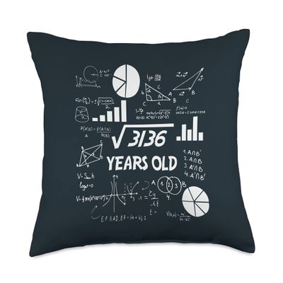 56th Birthday Science Square Root Math 56 Year Old Bday Nerd Throw Pillow
