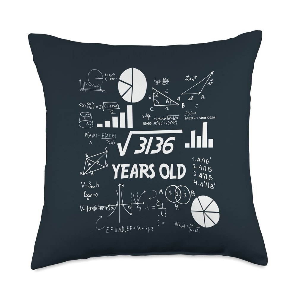 56th Birthday Science Square Root Math 56 Year Old Bday Nerd Throw Pillow