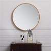 Allora 18" Round Clear Beveled Mirror, Thin Metal Frame in Brass Finish, MDF Backing, Mid Century Style, Ideal for Entryway, Hallway, Bedroom, Bathroom, or Living Room Decoration view 2