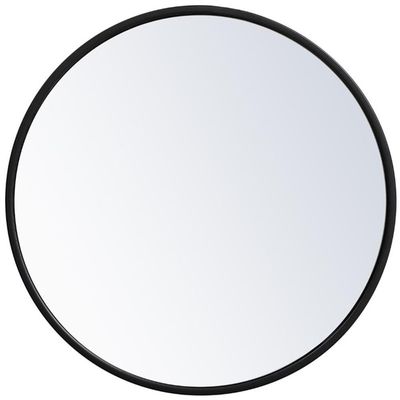 Allora 18" Round Clear Beveled Mirror, Thin Black Metal Frame, Contemporary Mid Century Style, Vertical or Horizontal Wall Mount, Ideal for Entryway, Bathroom, Bedroom, Living Room Decor