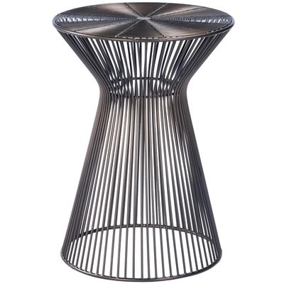 Allora Iron Round Transitional Accent Table in Black