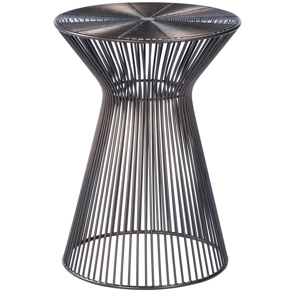 Allora Iron Round Transitional Accent Table in Black