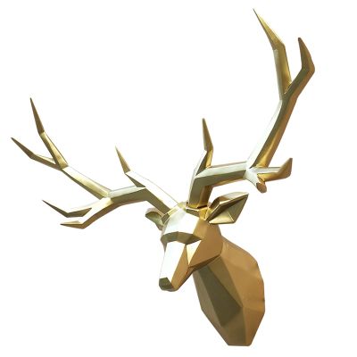 Deer Head Wall Mount,Faux Taxidermy Animal Head Wall Deco,Geometric Deer Head Deer Antlers Wall Sculptures,Resin,Home Accessories Statues Sculptures for Living Room Bedroom Hotel