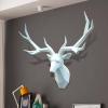 Deer Head Wall Mount,Faux Taxidermy Animal Head Wall Deco,Geometric Deer Head Deer Antlers Wall Sculptures,Resin,Home Accessories Statues Sculptures for Living Room Bedroom Hotel view 2