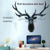 Deer Head Wall Mount,Faux Taxidermy Animal Head Wall Deco,Geometric Deer Head Deer Antlers Wall Sculptures,Resin,Home Accessories Statues Sculptures for Living Room Bedroom Hotel view 3