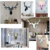 Deer Head Wall Mount,Faux Taxidermy Animal Head Wall Deco,Geometric Deer Head Deer Antlers Wall Sculptures,Resin,Home Accessories Statues Sculptures for Living Room Bedroom Hotel view 4