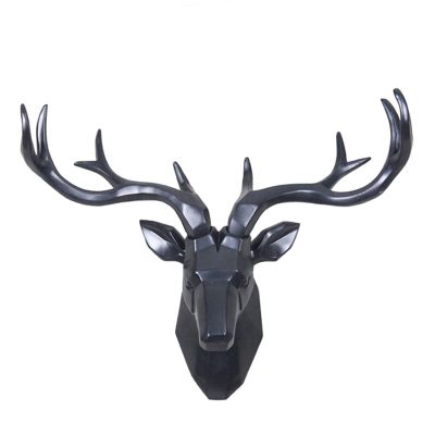 Animal Head Wall Decor,Wall Mounted Artificial Deer Head Antlers,Faux Taxidermy Creative Home Accessories Statues Sculptures,Resin Geometrical Deer Head Home Decoration,for Living Room Office