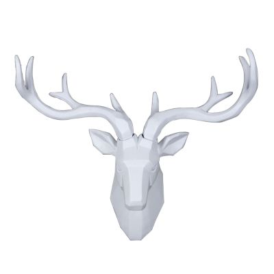 Animal Head Wall Decor,Wall Mounted Artificial Deer Head Antlers,Faux Taxidermy Creative Home Accessories Statues Sculptures,Resin Geometrical Deer Head Home Decoration,for Living Room Office