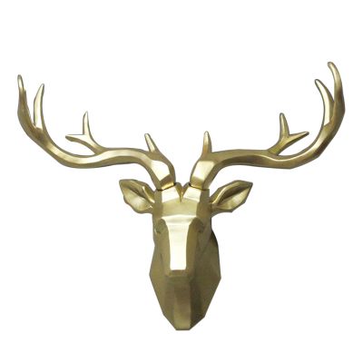 Animal Head Wall Decor,Wall Mounted Artificial Deer Head Antlers,Faux Taxidermy Creative Home Accessories Statues Sculptures,Resin Geometrical Deer Head Home Decoration,for Living Room Office