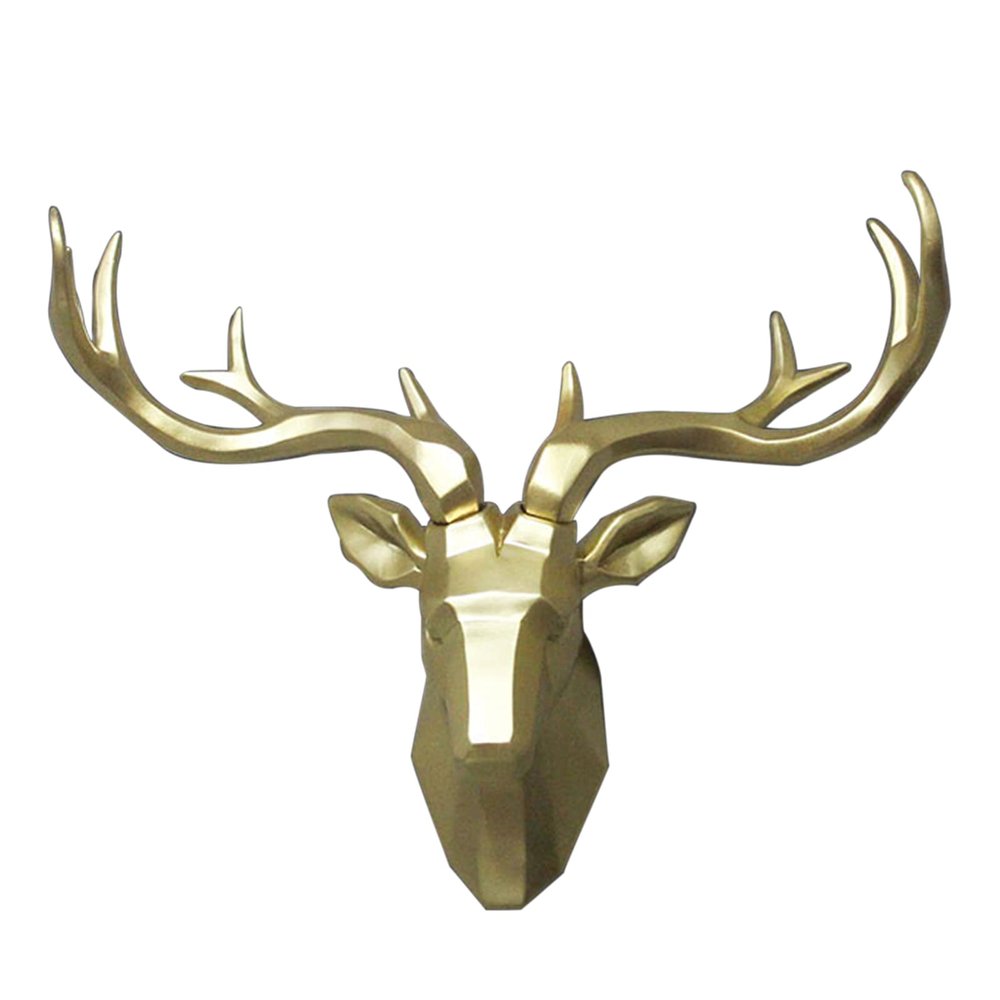 Animal Head Wall Decor,Wall Mounted Artificial Deer Head Antlers,Faux Taxidermy Creative Home Accessories Statues Sculptures,Resin Geometrical Deer Head Home Decoration,for Living Room Office
