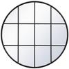 Allora 42" Round Mid Century Metal Windowpane Frame Clear Mirror in Black view 1
