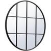 Allora 42" Round Mid Century Metal Windowpane Frame Clear Mirror in Black view 3