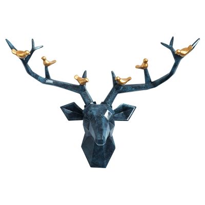 Deer Antler Deer Head Wall Decoration Artificial Animal Head Wall Decor,Sculpture Pendant Wall Mount Country Style Decoration,Synthetic Resin Home Decor,for Wall Home Decoration House Gift Keepsake