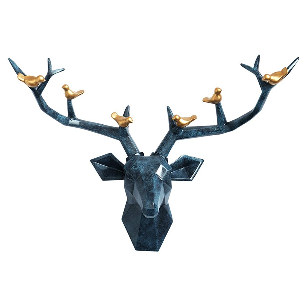 Deer Antler Deer Head Wall Decoration Artificial Animal Head Wall Decor,Sculpture Pendant Wall Mount Country Style Decoration,Synthetic Resin Home Decor,for Wall Home Decoration House Gift Keepsake
