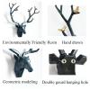 Deer Antler Deer Head Wall Decoration Artificial Animal Head Wall Decor,Sculpture Pendant Wall Mount Country Style Decoration,Synthetic Resin Home Decor,for Wall Home Decoration House Gift Keepsake view 4