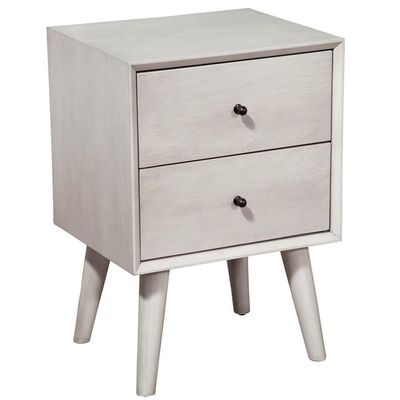Allora Mid Century Modern Wood 2 Drawer Bedside Nightstand in Gray
