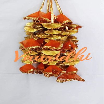 Vaaridhi Gota Flowers Garland Hangings 2.5 ft Long, Stage Decoration,Indian Wedding Decoratiuons,Event Decor,Party Decor (Set of 40, Orange)