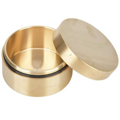 Alvinlite Portable Daily Pill Case, Brass Round Small Pill Box, Waterproof Metal Jewelry Pill Organizer Medicine Vitamin Holder Container with Lid for Outdoor Travel Working(L)
