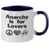 Anarchy Is For Lovers Mug White Two Tone Coffee Cup Symbols Peaceful Self Ownership Love view 2