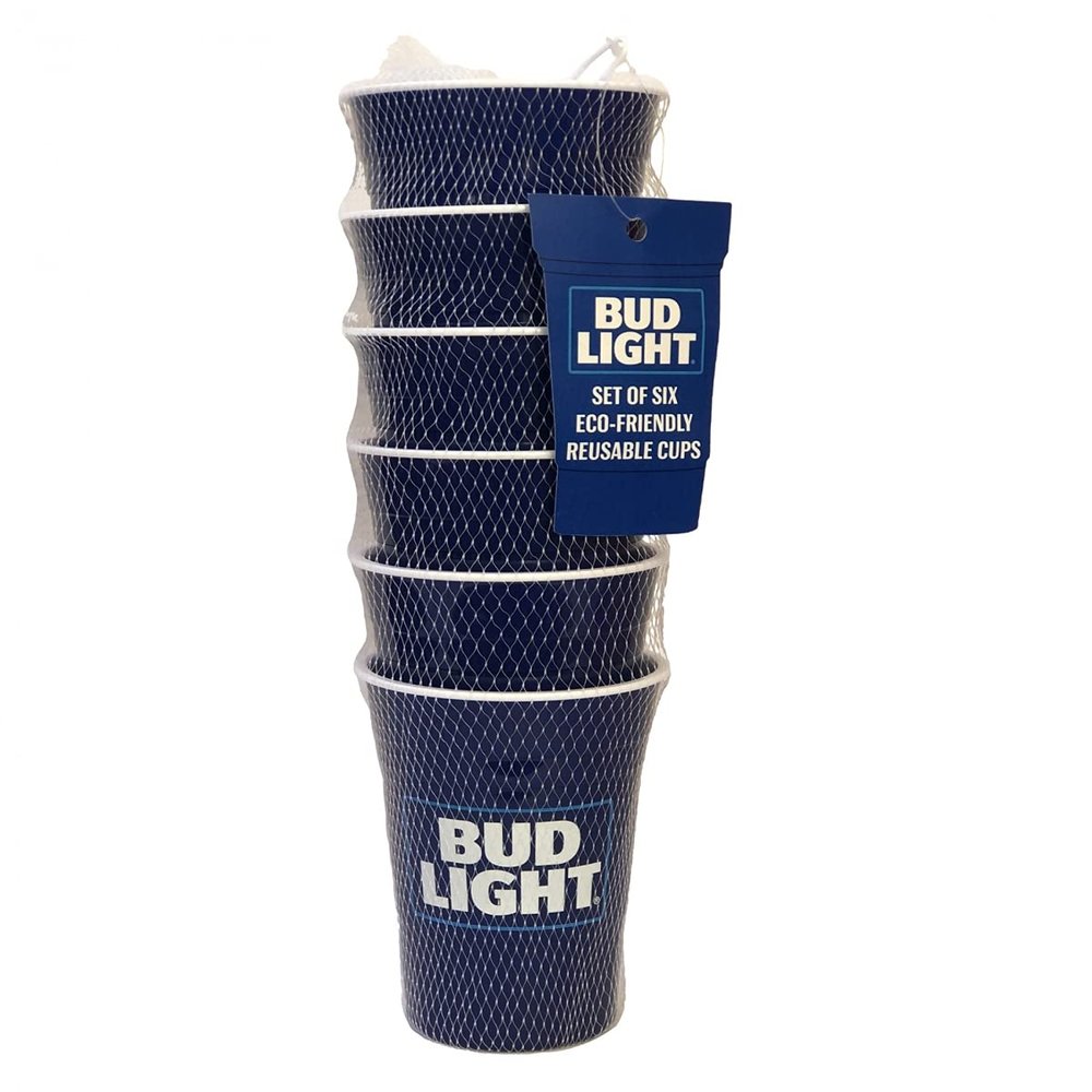 Bud Light 828896 Eco-Friendly Reusable Plastic Cups - Pack of 6