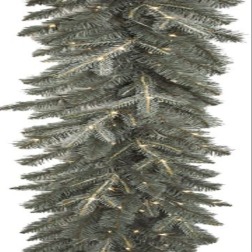 Autograph Foliages C-195094 9 ft. Appalachian Garland with Twinkling LED Rice Lights, Light Blue