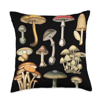 Back to Nature Aesthetic Goblincore Cottagecore In Mycology Fungi Foraging Mushroom Whisperer Cottagecore Throw Pillow, 18x18, Multicolor