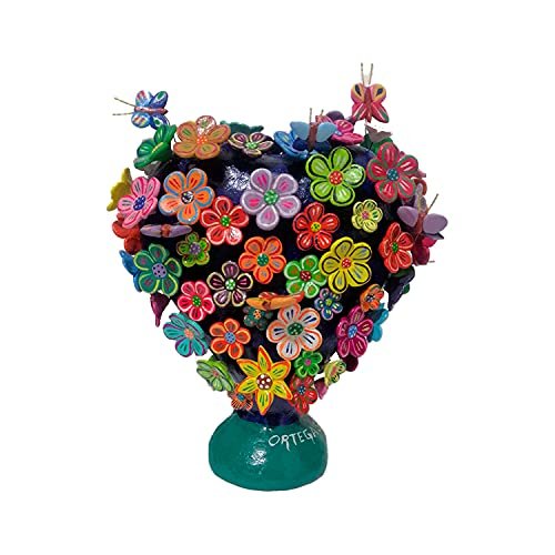 Decorative Heart stand made of Betus Clay with hand-painted flowers