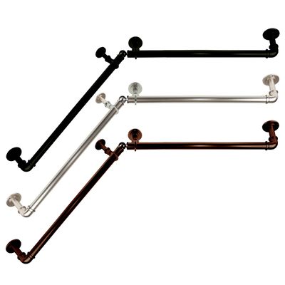 1 inch Blackout Corner Curtain Rod 28-48 inch - Black