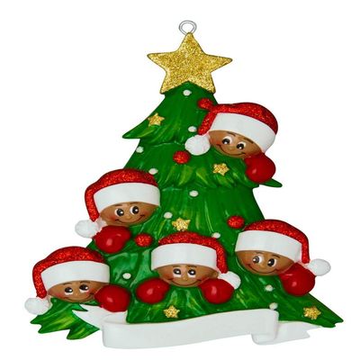 African American Christmas Tree Family of 5 Christmas Ornament AA827-5