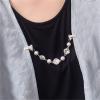 COLORFUL BLING Pearl Crystal Sparkling Teardrop Chain Dresses Shawl Clip Retro Sweater Collar Clips Retro Cardigan Clip Shawl Clips Glove Clips Clasp Dress Shirt Brooch Clip for Men and Women-1 view 3