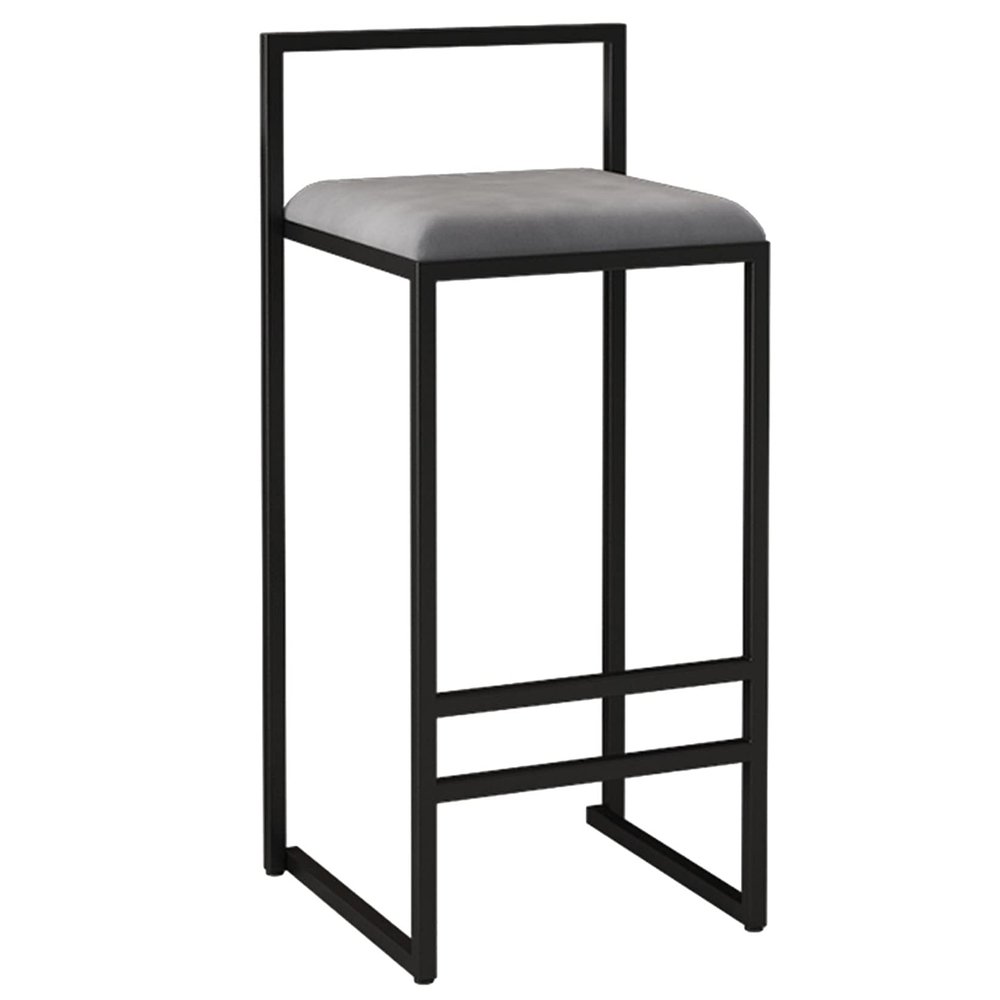 Bar Stools Vintage High Stool Velvet Black Metal Legs Breakfast Kitchen Counter Bar Chairs Dining Stools