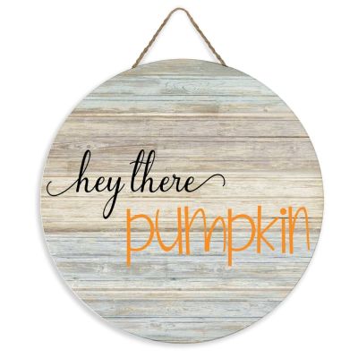 12" Round Wooden Sign for Front Door Decor Hey There Pumpkin Autumn Porch Sign Halloween Thanksgiving Door Hanger for Farmhouse Living Room Bedroom Dining Room Fall Decor for Your Home