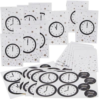 Fun Express 5" x 3 1/4" x 10" Medium New Years Eve Countdown Paper Goody Bags with Stickers - 30 Pieces