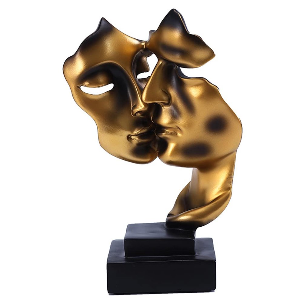 SOFEA Desktop Ornaments Nordic Kissing Couple Abstract Statue Character Ornaments Face Art Creative Desk