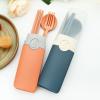 Snplowum Travel Utensil Set with Case, 2 Sets Orange Wheat Straw Reusable Spoon Chopstick Forks Tableware, Eco Friendly Portable Cutlery for Travel Picnic Camping or Daily Use view 2