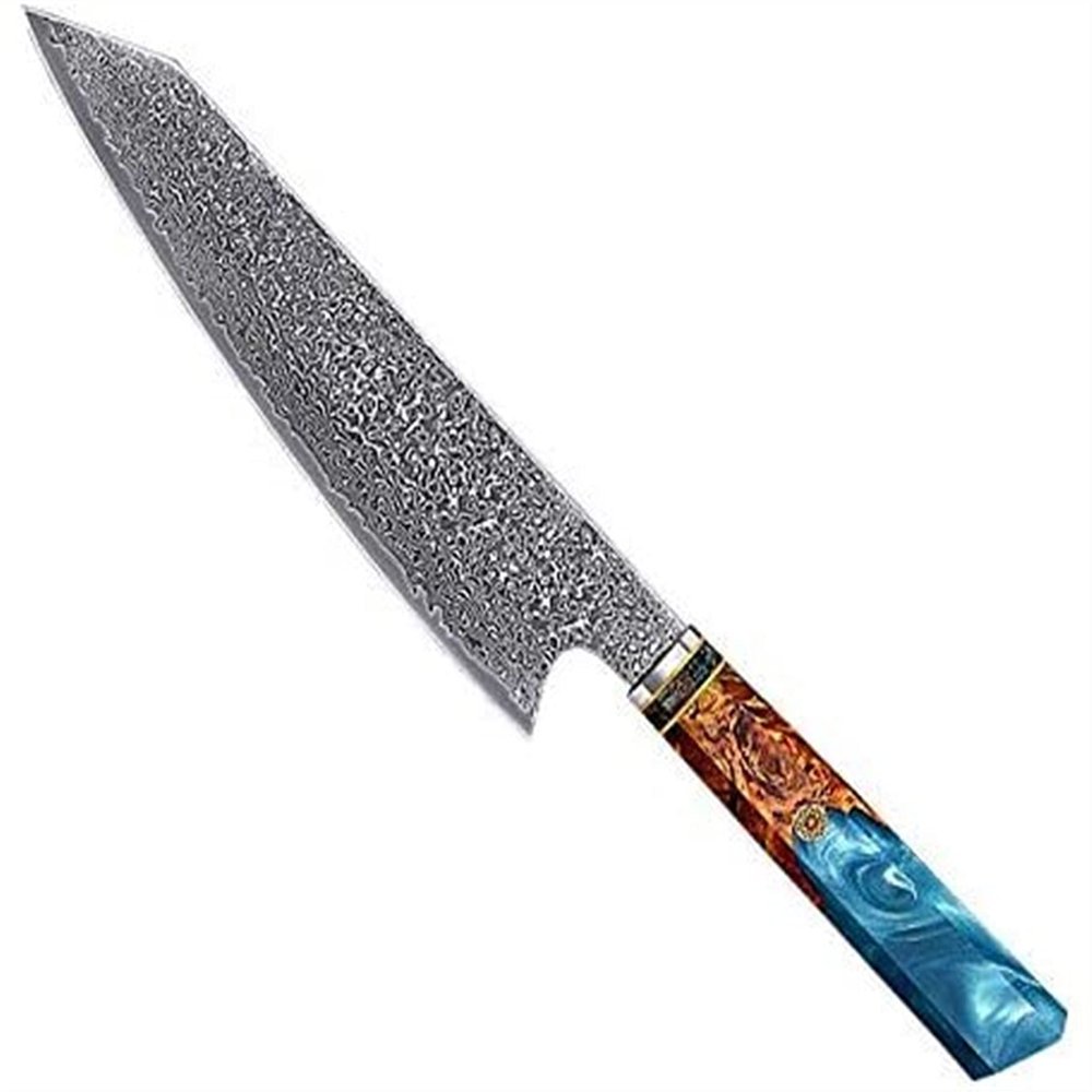 Chef Knife, 8'' Chef's Knife 67 Layers Damascus Steel Chef Knife Damascus Kiritsuke Knife Cutter with Resin Stabilized Wood Handle Chef Knife Kitchen Knife BY KKZY