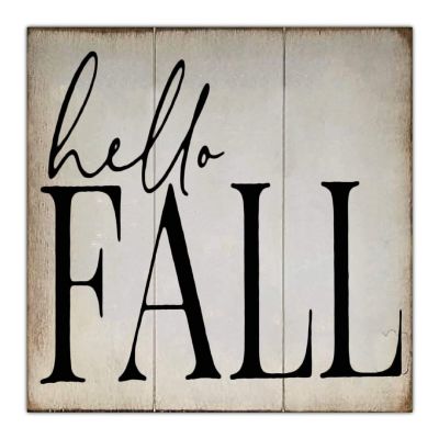 Aihesui Vintage Wood Signs Phrase Hello Fall Plaque Use for Wall Decoration Front Door Home Porch Party Farmhouse 16x16inch, white-style1