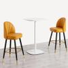 Breakfast Chair Bar Stool Set of 2 Metal Legs Bar Chairs PU Leather Vintage Breakfast Dining Chairs for Kitchen Counter view 2