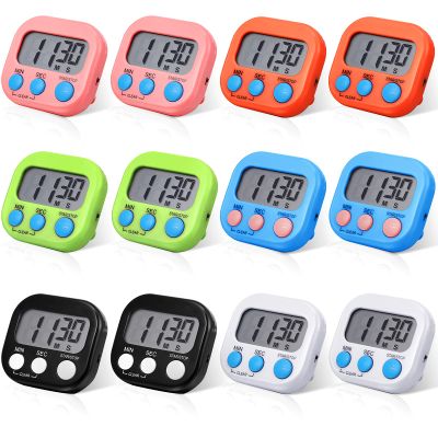 Digital Kitchen Timer Magnetic Countdown Timer Kitchen Loud Alarm Stopwatch Large Digits Timer for Cooking Baking Sports Games Office Classroom (Black, Orange, Pink, Green, Blue, White, 12)