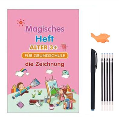 CAOMIAN Large Size 18.5x26cm Deep Groove Magic Book Letters Kids Handwriting German Language Magic Practice Copybook Children's Books (Color : Painting)