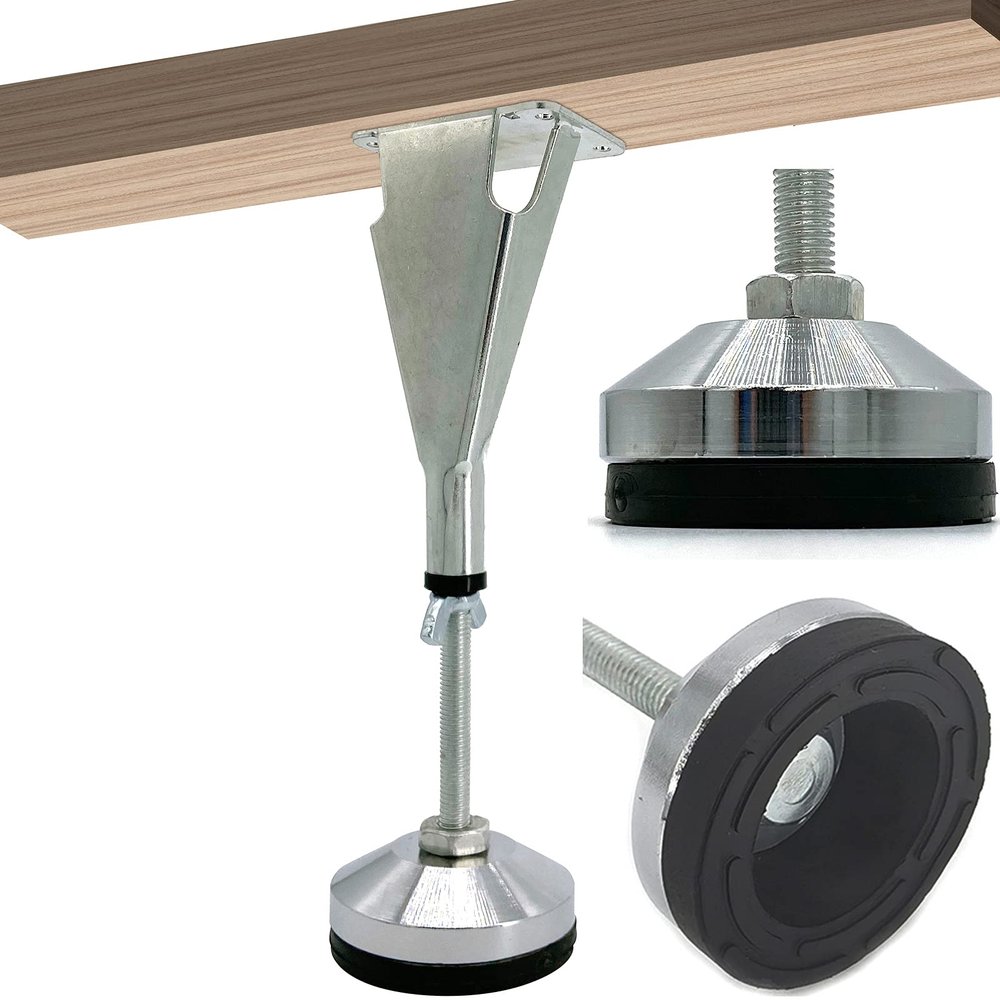 3 Pack Adjustable Height Bed Support Legs - Heavy Duty Steel, Suitable for Bed Frames, Center Slats, Cabinets & Furniture