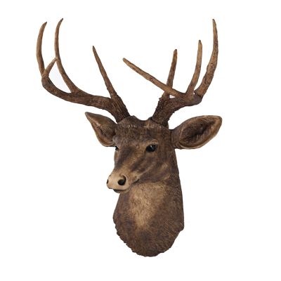 Resin Deer Head Wall Mount,Faux Taxidermy Animal Head Wall Decor Art,Deer Head Wall Hanging Faux Deer Head Wall Sculptures,Handmade Farmhouse Decor,for Living Room Bedroom Hotel