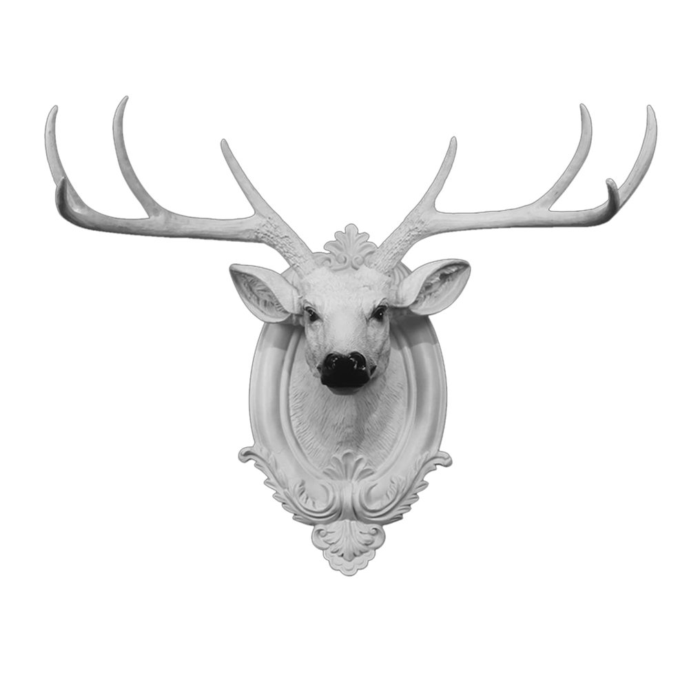 Animal Head Wall Decor,Deer Antler Deer Head Wall Decoration,Artificial Deer Head Wall Sculpture Antler Wall Hanging Decoration for Hanging Wall Bracket,Home or Garden Decoration