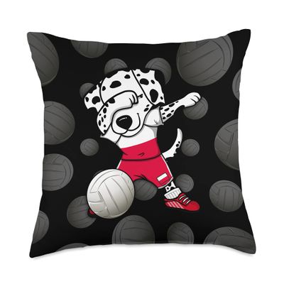 Dabbing Dalmatian Dog Poland Volleyball Fans Jersey Sport Throw Pillow