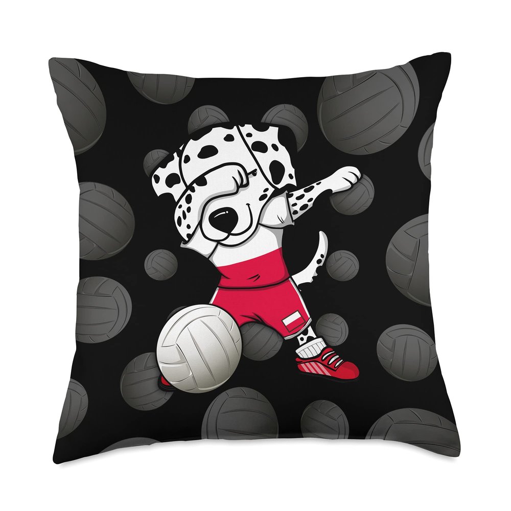 Dabbing Dalmatian Dog Poland Volleyball Fans Jersey Sport Throw Pillow