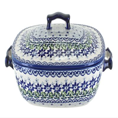 Blue Rose Polish Pottery Halsey Roaster with Lid
