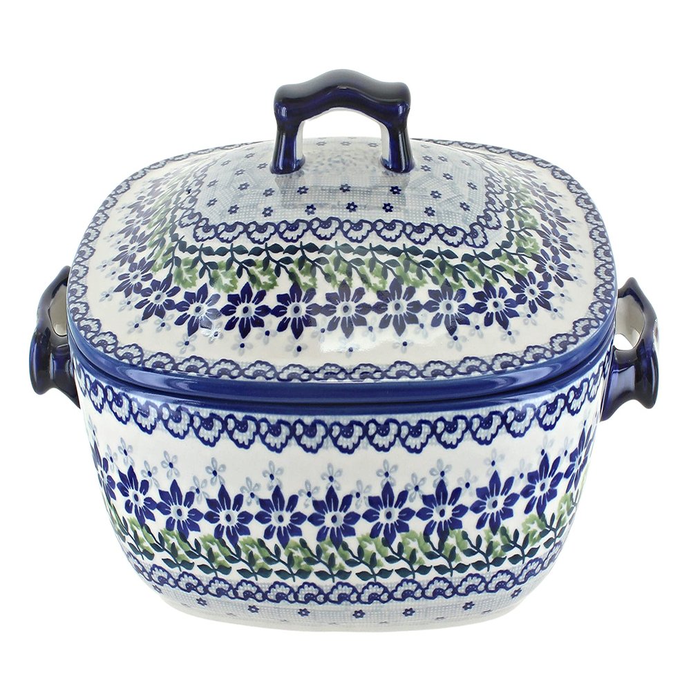 Blue Rose Polish Pottery Halsey Roaster with Lid