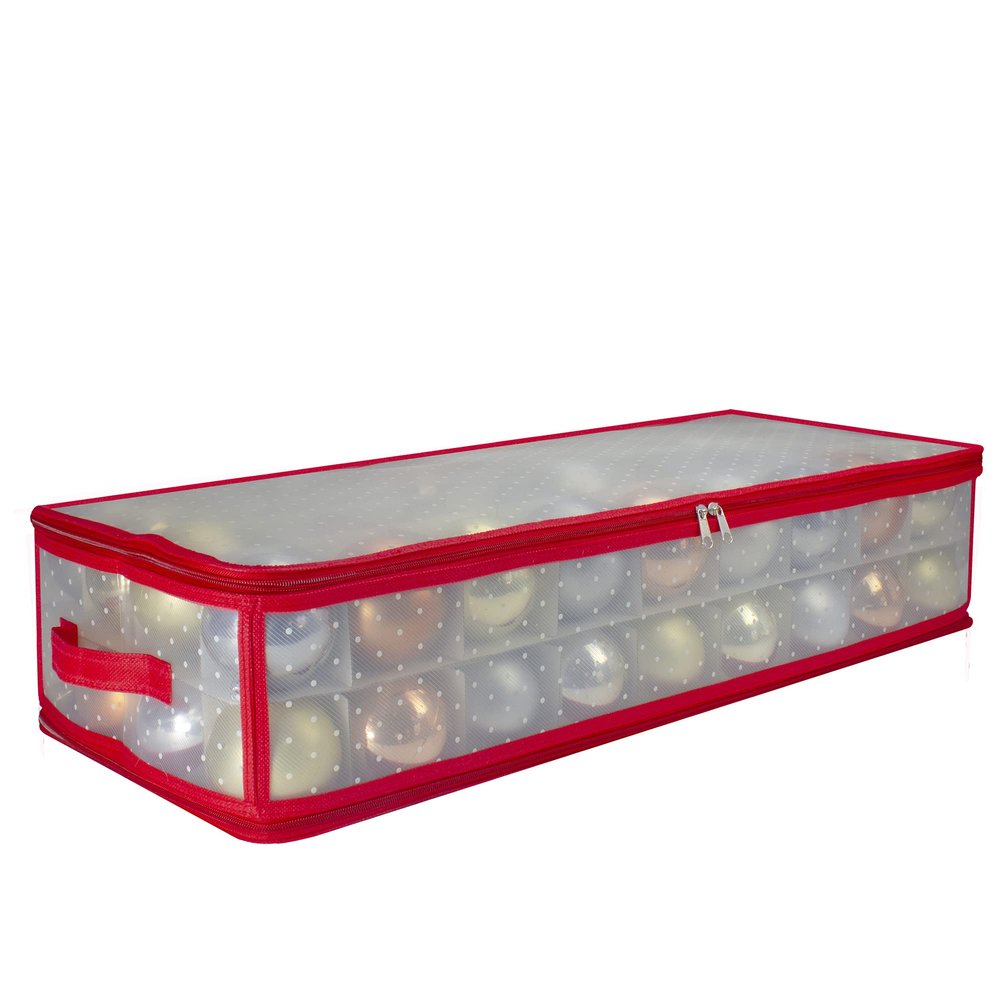 Northlight 29" Transparent Zip Up Christmas Storage Box- Holds 80 Ornaments