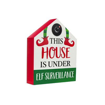 Cypress Home LED Wood This House is Under Elf Surveillance Table Decor